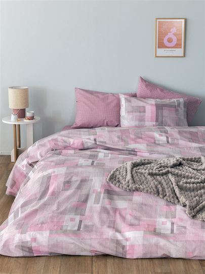 Palamaiki Set Husă de Pilotă Bumbac Single cu Față de Pernă 170x250 Fashion Life Fl6252 Roz