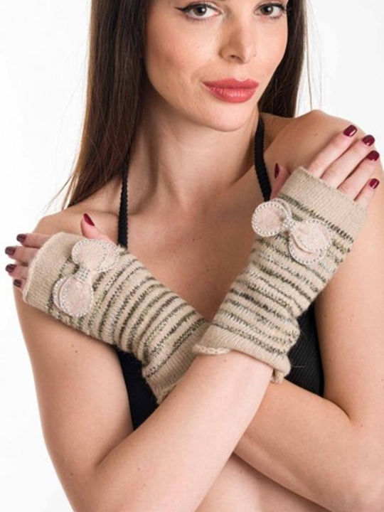 Women's Fingerless Gloves Beige