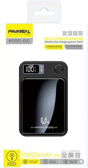Pavareal G02 Power Bank 10000mAh με 2 Θύρες USB-A Power Delivery Μαύρο
