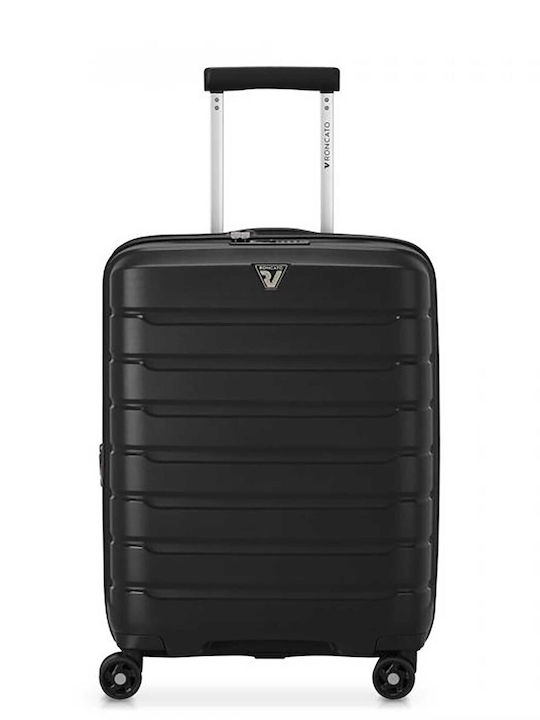 Roncato Cabin Travel Suitcase Black with 4 Wheels Height 55cm