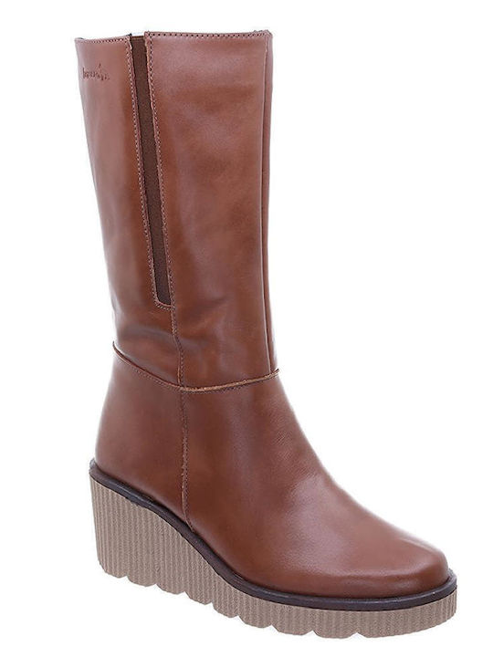 Boxer Leder Damenstiefel mit mittlerem Absatz T...