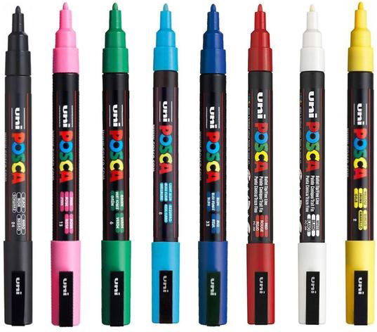 Posca Перманентни Маркери Черни 8бр