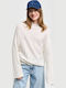 Damen Langarm Pullover Wolle Gestreift Beige