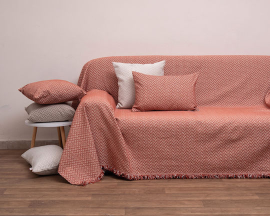 Viopros Throws & Couch Blankets Sofa Throws 2 Seater Chenille 180x240cm Terra Cotta