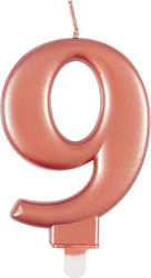Unique Birthday Candle "9" in Rose Gold Color U...