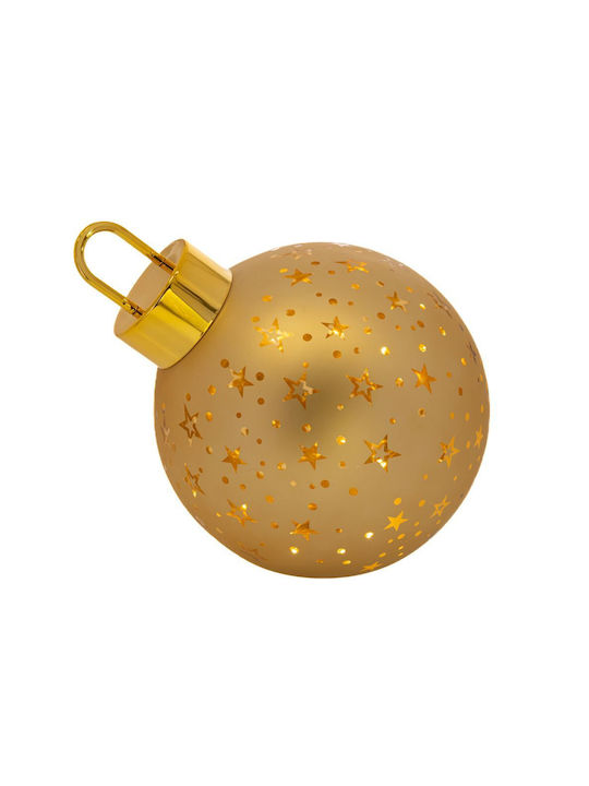 Hanging Ball Ornament Ornament Glass Illuminated Gold 25cm