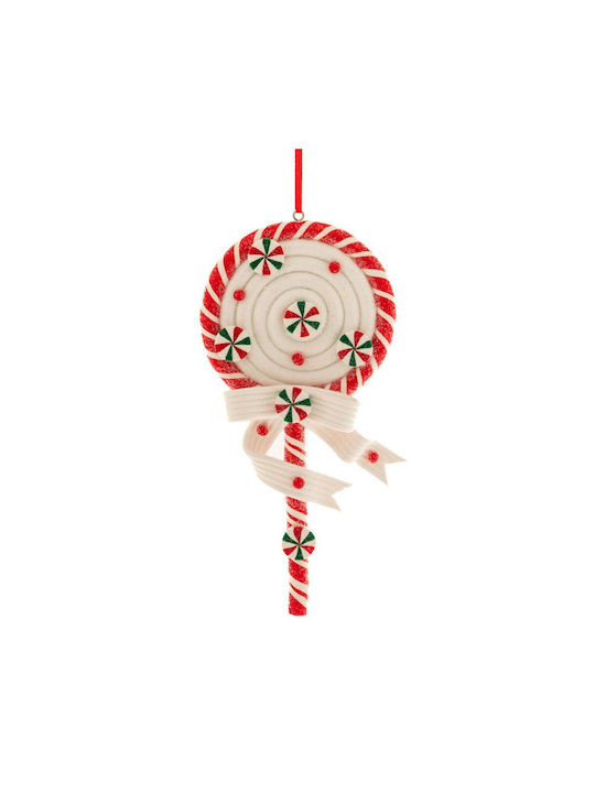 Hanging Lollipop White Red 8x15cm