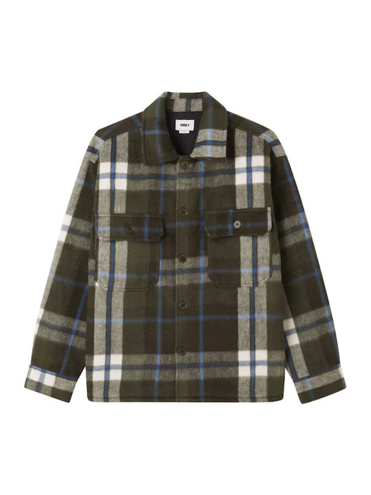 Stanton Дълъг Ръкав Лен Overshirt в Стандартна Кройка Каки