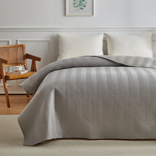 Liolios Home Покривало Кингсайз Микрофибър Сив 220x240см