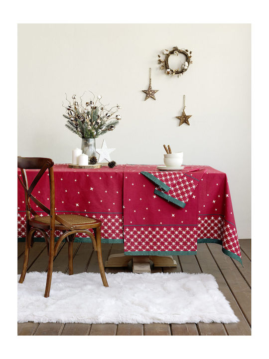 Nima Christmas Tablecloth Fabric Red L150xW150cm.