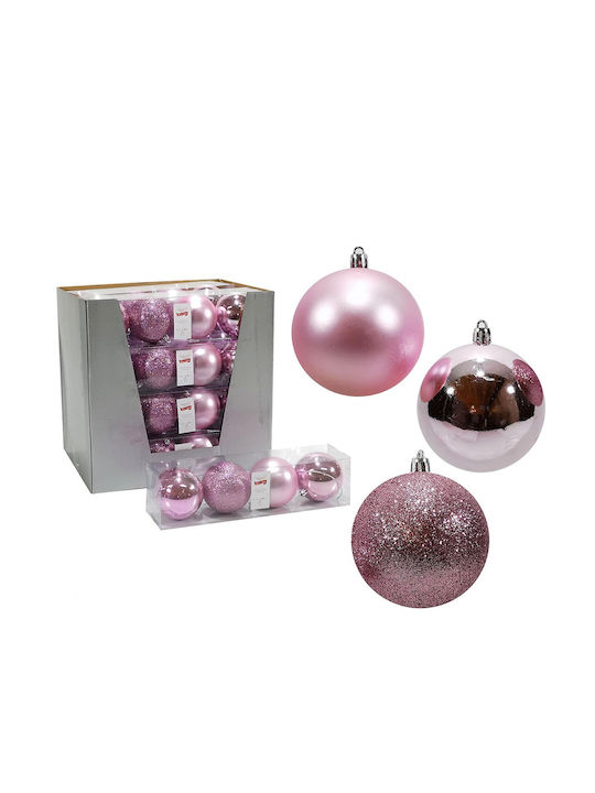 Hanging Ball Ornament Ornament Pink 8cm Set 4pcs