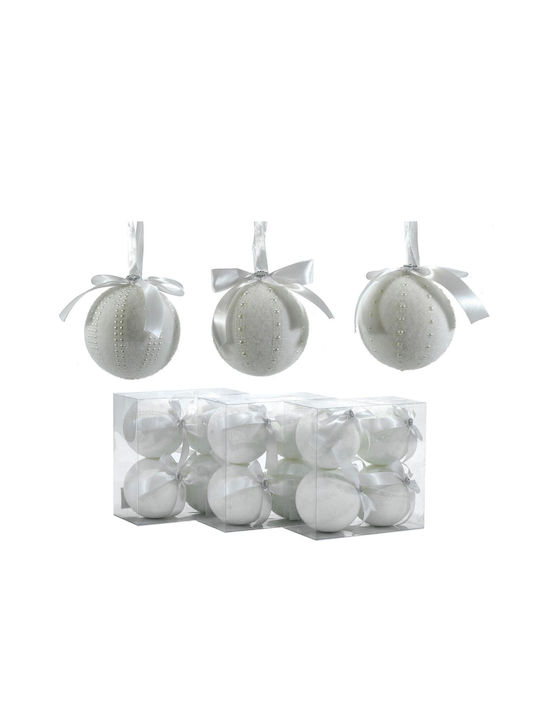 Hanging Ball Ornament Ornament White 10cm Set 4pcs