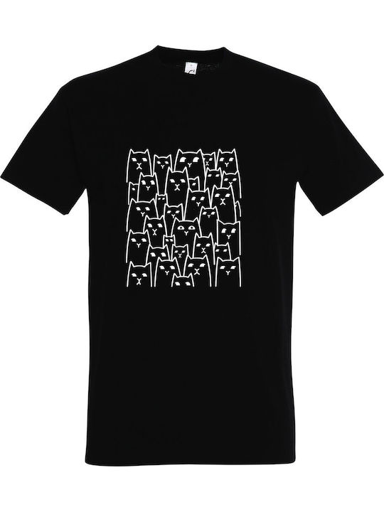 kirikoko Suspicious Cats T-shirt Black Cotton