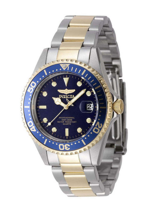 Invicta Ανδρικό Ρολόι 38mm Μπαταρίας με Χρυσό Μεταλλικό Μπρασελέ