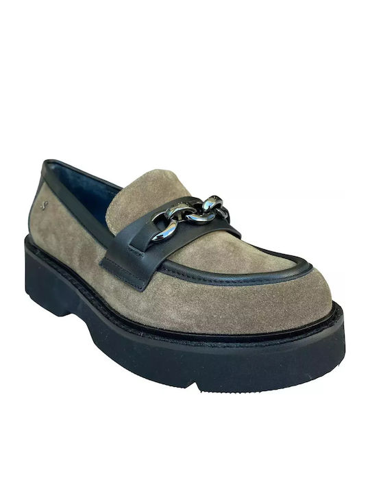 Stonefly Δερμάτινα Γυναικεία Loafers σε Καφέ Χρώμα