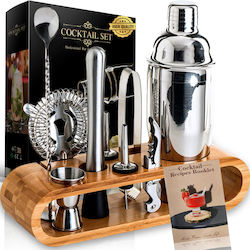 Barman Set Drink Preparation Birai 10 Pieces 550 Ml Cocktail Shaker Stainless Steel Premium Bamboo Stand Spoon Strainer Corkscrew Double Jigger Muddler Pure R Barman Set Drink Preparation Birai 10 Pieces 550 Ml Cocktail Shaker Stainless Steel Premium Bamboo Stand Spoon Strainer Corkscrew Double Jigger Muddler Pure R