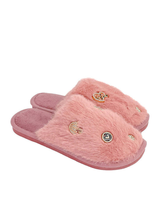 Ustyle Winter Damen Hausschuhe mit Fell Rosa