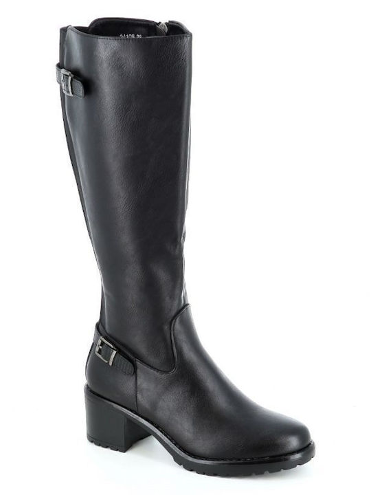 B-Soft Anatomic Synthetic Leather Medium Heel Women's Boots with Rubber / Zipper Black