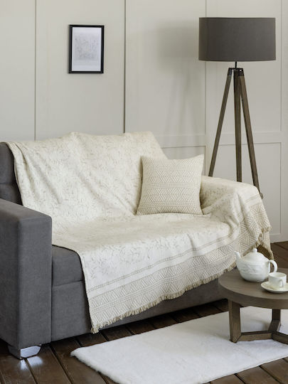 Nima Hiver Armchair Throw Chenille 180x180cm Ecru