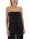 Women's Crop Top Satin with Straps Black