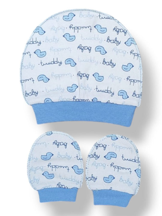 Kids Beanie Set with Gloves Fabric Blue