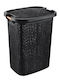 Viosarp Laundry Basket Plastic 60lt with Cap 47x39x58cm Black