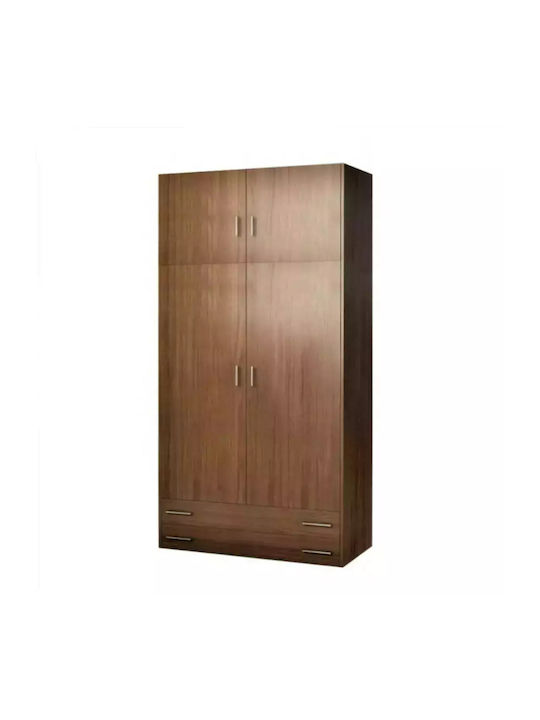 Δίφυλλη Ντουλάπα με 2 Συρτάρια Καφέ 105x50x240cm