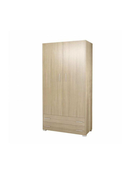 Δίφυλλη Ντουλάπα με 2 Συρτάρια Καφέ 85x180cm