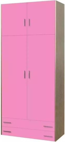 Dulap cu Ușă Dublă și 2 Sertare Roz 85x240cm