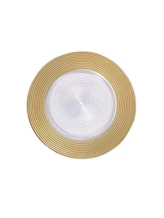 Cryspo Trio Πιάτο Ρηχό Γυάλινο Χρυσό 33cm