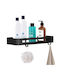Badezimmerregal 2 Haken 2 Wandmontagesysteme Aluminium 32x12x4cm Schwarz