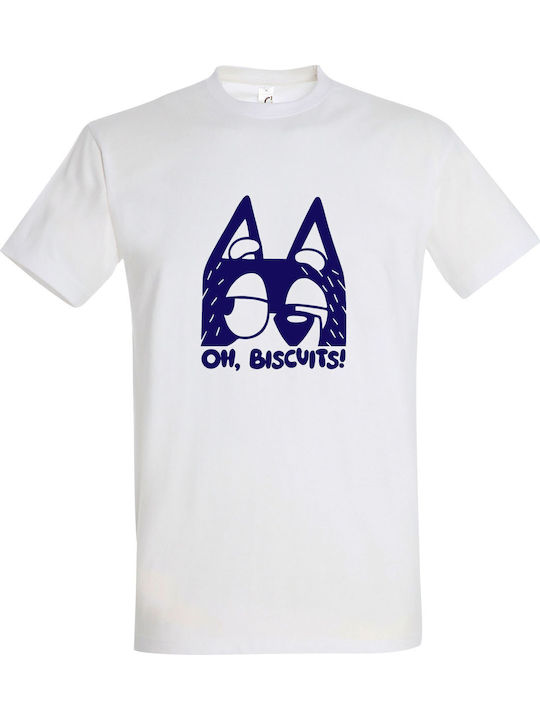 Bluey Oh Biscuits Tricou Alb Bumbac