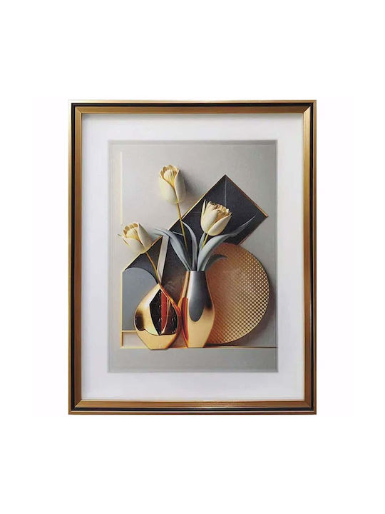 Frame with Gold Frame + Glass 3D Metallic Vases 41x51cm 30/box 16-50014