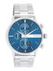 Oozoo Timepieces Men's Watch 45mm Battery Chronograph with Steel Bracelet Silver