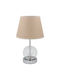 Keskor Metal Table Lamp for Socket E27 with Beige Shade and Transparent Base