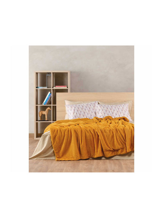 Kentia Spencer Furry Blanket King Size 260x240cm Ochre