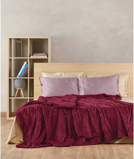 Kentia Spencer Κουβέρτα Γούνινη King Size 260x240εκ. Wine