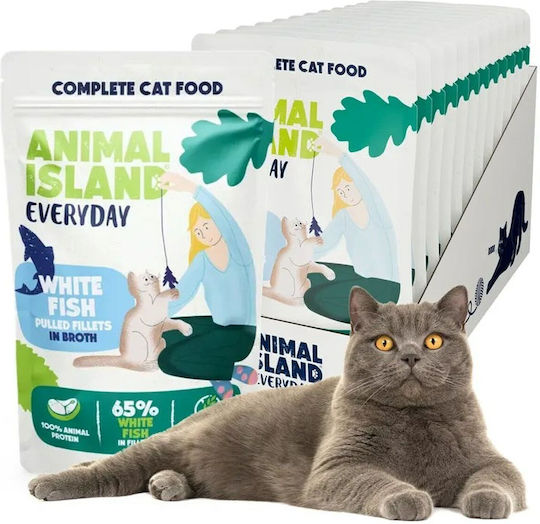 Animal Island Wet Food for Adult Cats in Pouches with Fish Gluten-Free 12x85gr