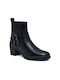 Leder Stiefeletten Damen Schwarz