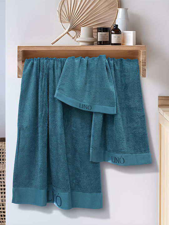 Lino Home Πετσέτα Χεριών Brandy 40x60εκ. Petrol Βάρους 650gr/m²