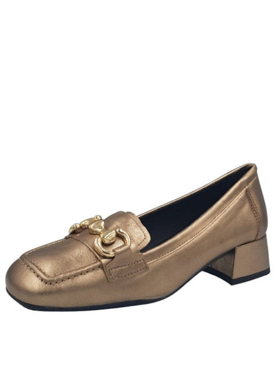 Desiree Anatomic Leather Gold Heels