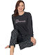 Fawn Pentru Femei Bluză Pijamale Anthracite - Pink