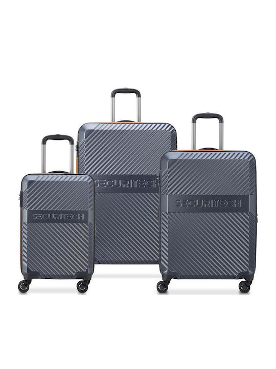 Securitech by Delsey Patrol Valize De Călătorie Tough Gri De Înălțime Maximă 76cm Cu 4 Roți Set 3 Buc