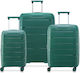 Securitech by Delsey Dune Hard Suitcases Green Max Height 76cm with 4 Wheels Set of 3