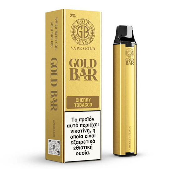 Gold Bar Единично Употребимо Електронно Цигара 600 Вдишвания Череша 2мл 20мг Сив