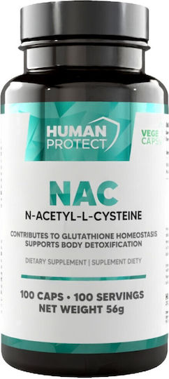 Human Protect NAC Висока Доза N-ацетил L-цистеин 600 mg 100 Капсули