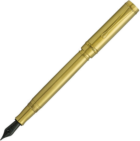 Conklin Füllfederhalter Mittel Gold aus Messing mit Blauer Tintenfarbe
