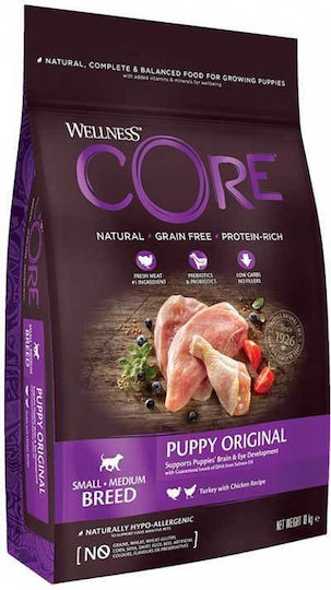 Wellness Core Puppy Original 12kg Dry Food Grain-Free for Small & Medium Breed Puppies with Turkey and Chicken