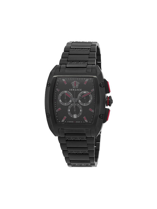 Versace Men's Watch 49.5mm Chronograph Battery with Black Metal Bracelet