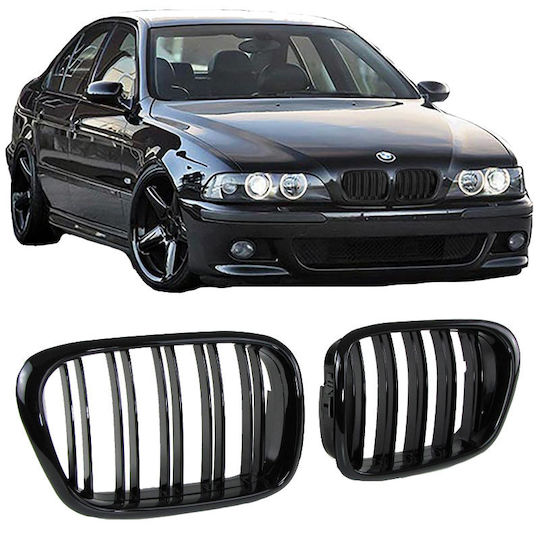 Prasco 242546 Mask Hearts BMW 5 E39 96-03 M4 Look Double Grille Glossy Black 2 Pieces